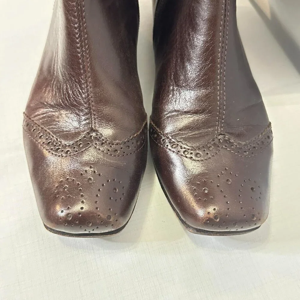 Febo Vintage Argentine Brown Leather Wingtip Ankle Boots -Tassel Detail Size 6.5